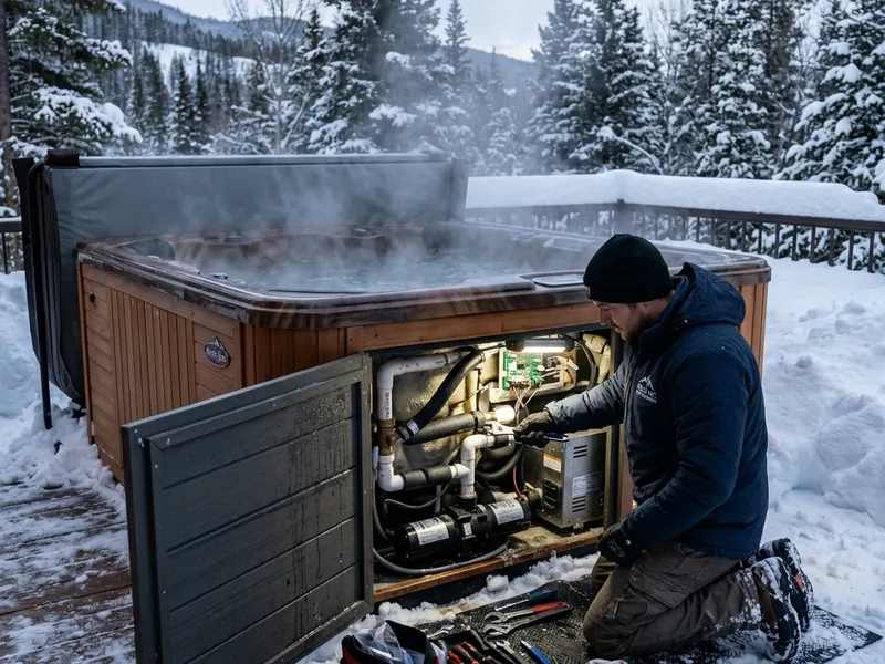 Emergency winterization hot tub repair crew